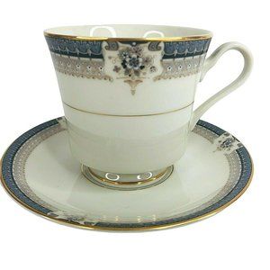 Mikasa Grande Ivory Tropez Cup & Saucer Set L5504 Japan Vintage Gray Floral